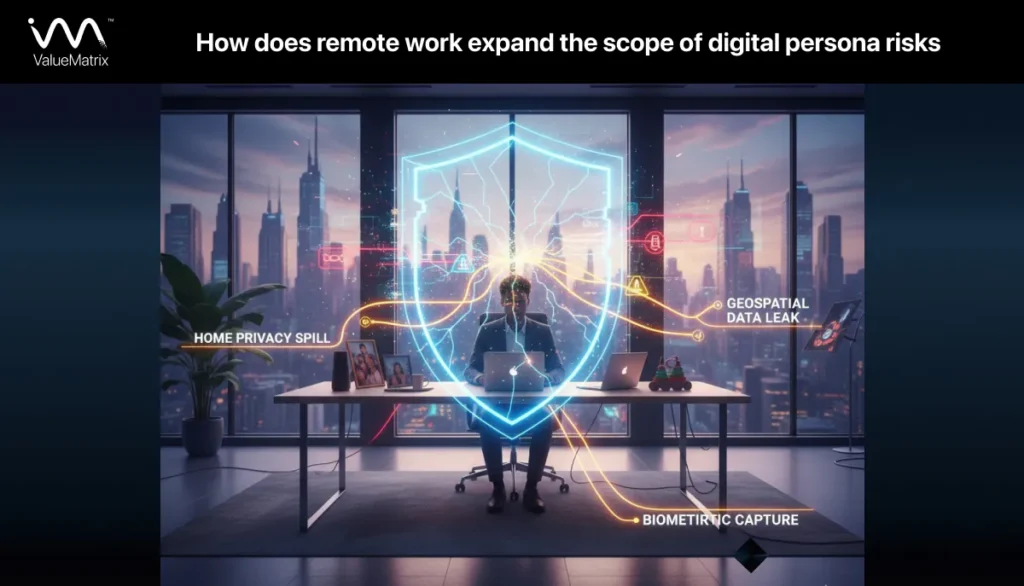 How does remote work expand the scope of digital persona risks